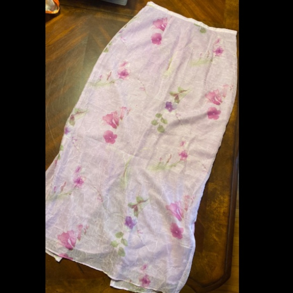 Lavender Floral Maxi Skirt with Pink Blossom Print